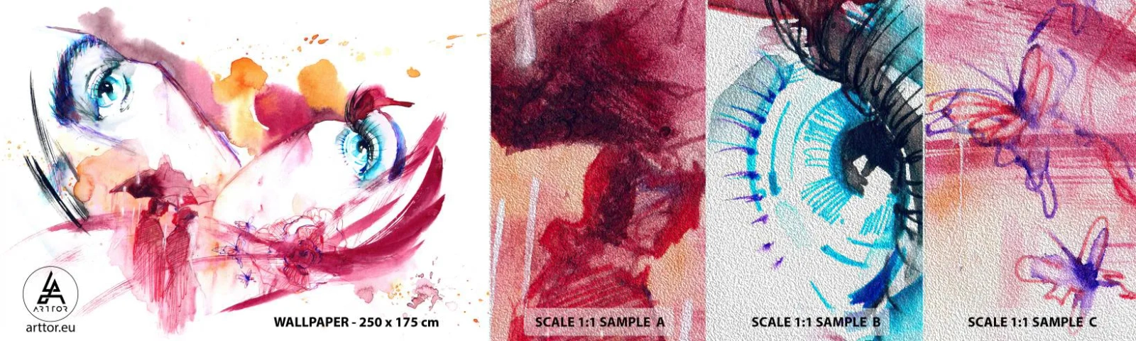 Fotótapéta Minta Premium Sand - A világ a közelségben virágzik - Absztrakció, Női Arc, Női Szemek - 100x30 cm