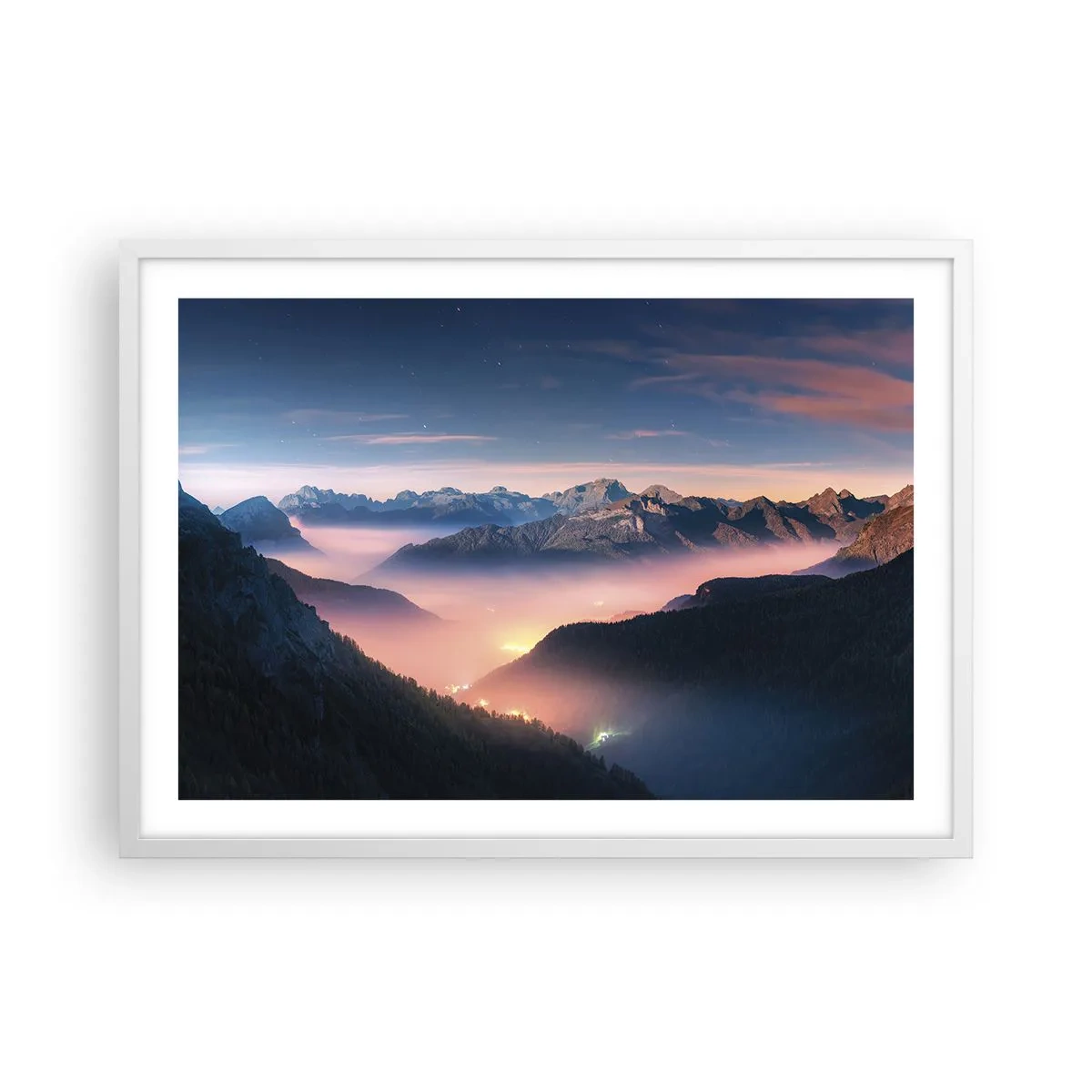 Poszter fekete keretben - Fény a völgyekben - 70x50 cm