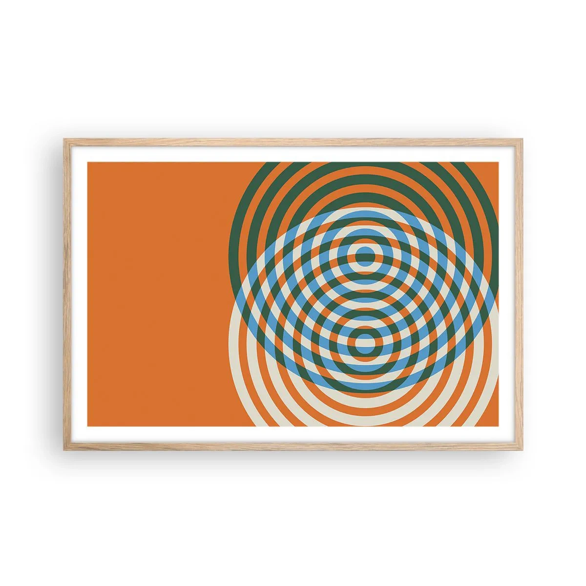 Poszter világos tölgy keretben - Absztrakt körkörös variáció - 91x61 cm