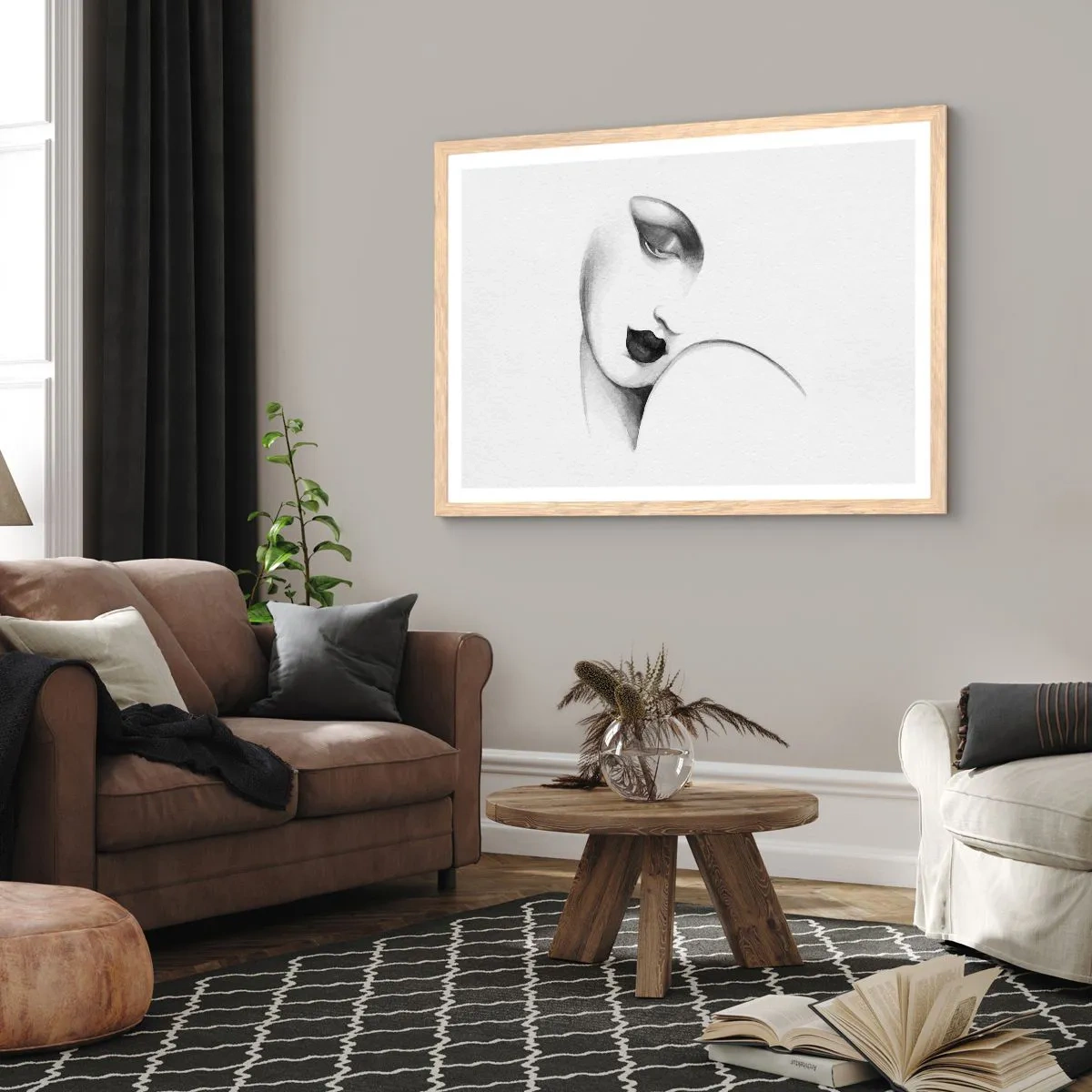 Poszter világos tölgy keretben - Łempicka stílusában - 91x61 cm