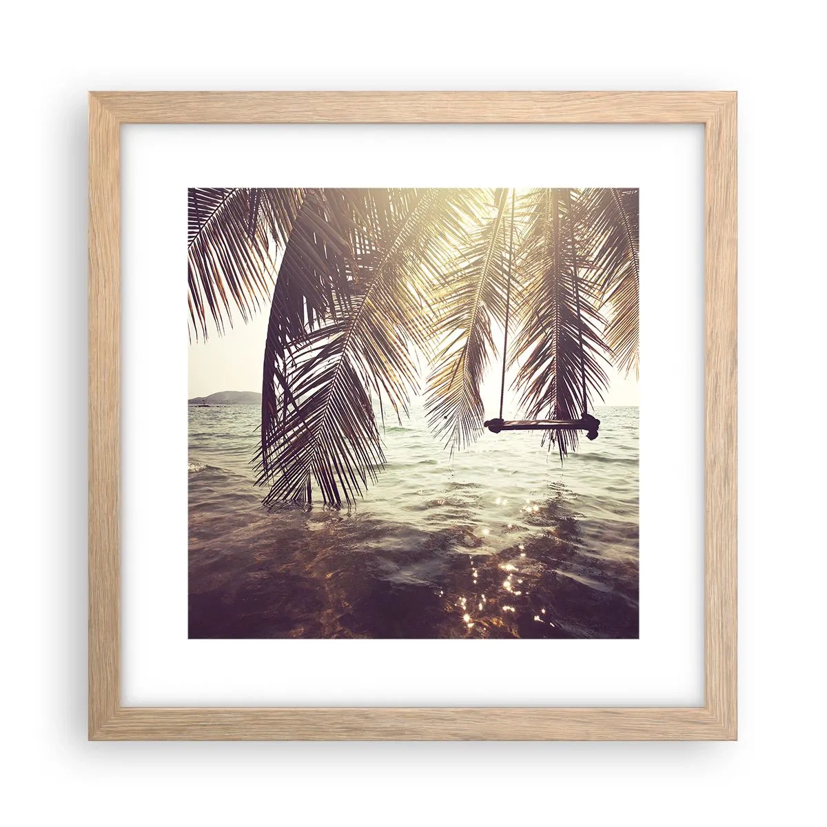 Poszter világos tölgy keretben - Tetszés szerint hintázhat a felhők között - 30x30 cm