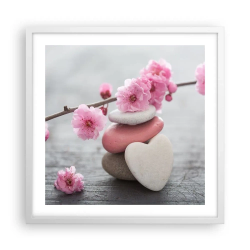 Poszter fekete keretben - Boldogság a cseresznyevirággal - 50x50 cm
