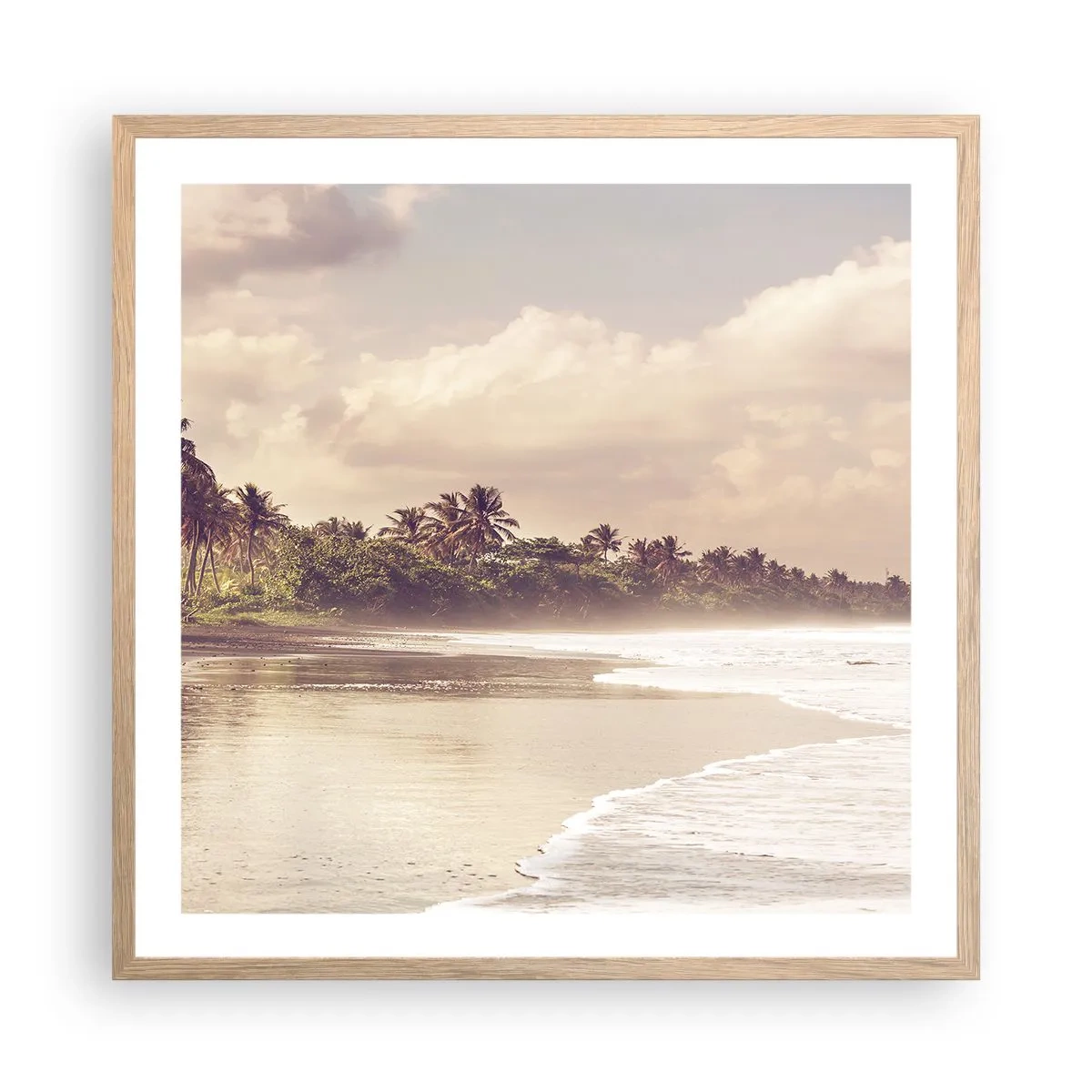 Poszter világos tölgy keretben - A hullámok simogatása - 60x60 cm