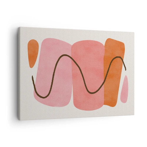 Vászonkép - Absztrakt formák rózsaszín és narancssárga árnyalatokban - 70x50cm - Formák szelíd mozgása - Modern fali dekoráció nappalihoz és hálószobához ARTTOR