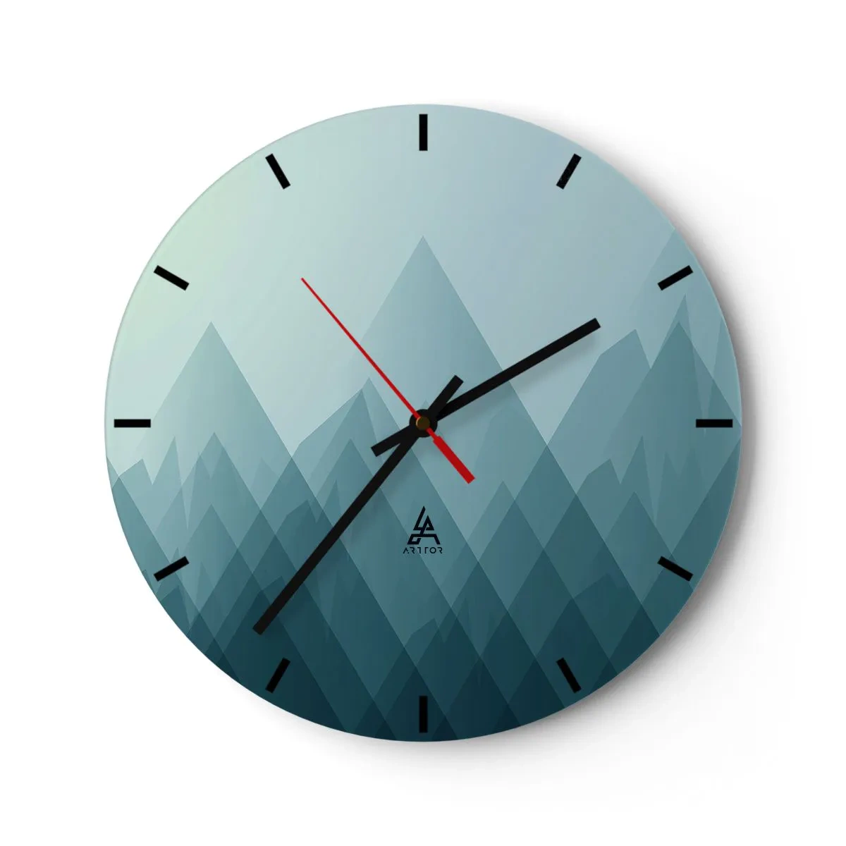 Falióra, Óra - Minimalista hegyi táj kék árnyalatokban - 30x30cm - Nagy, nagyobb, a legnagyobb - Modern fali dekoráció nappalihoz, konyhához és hálószobához ARTTOR