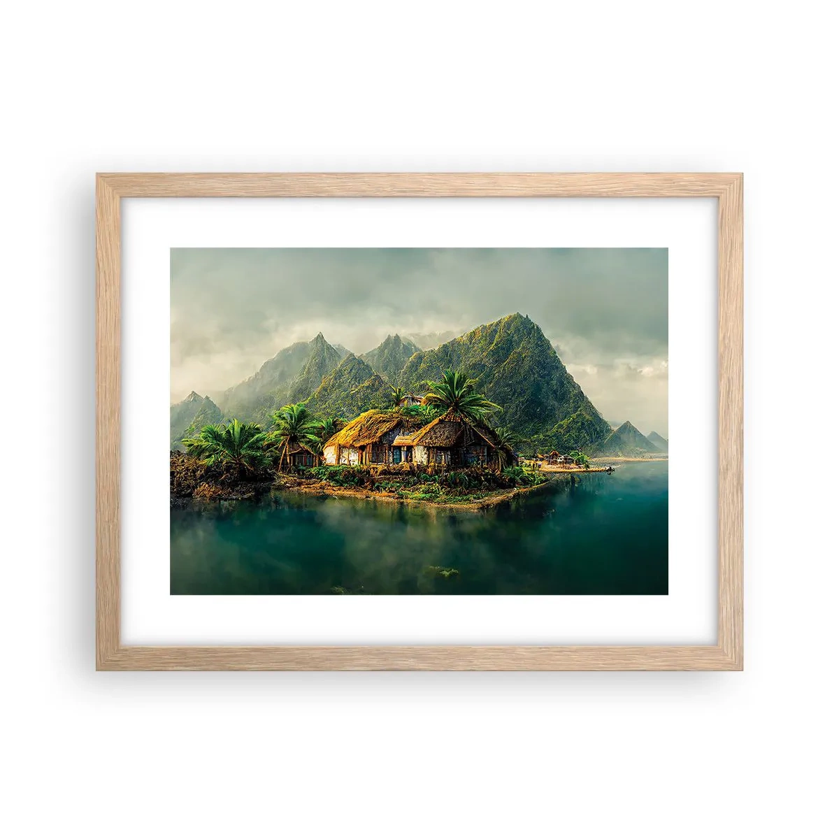 Poszter világos tölgy keretben - Trópusi paradicsom - 40x30 cm