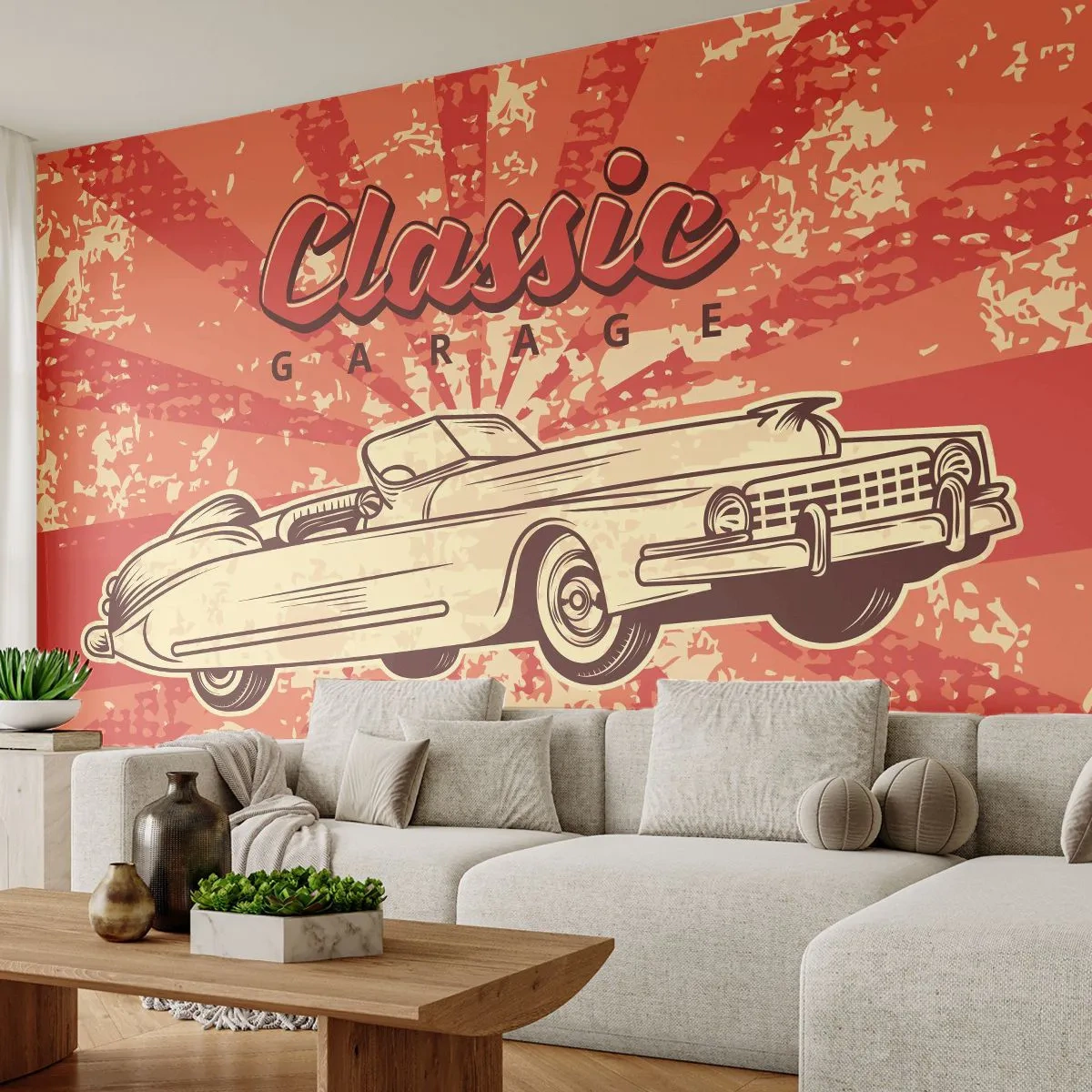 Öntapadós Fotótapéta Deluxe Sticker - És a rádióban, Elvis - Autó, Kabrió, Utazások - 100x70 cm