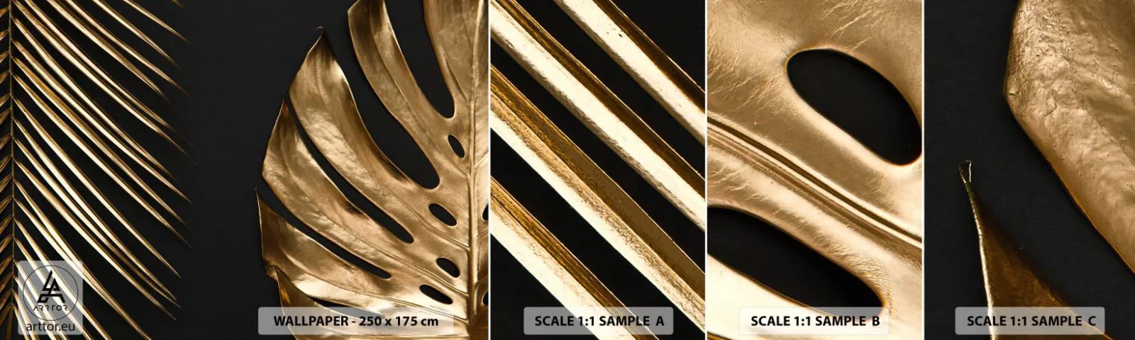 Fotótapéta Minta Öntapadós Deluxe Sticker - Más és ugyanolyan drága - Pálmafa levél, Monstera levél, Absztrakció - 100x30 cm