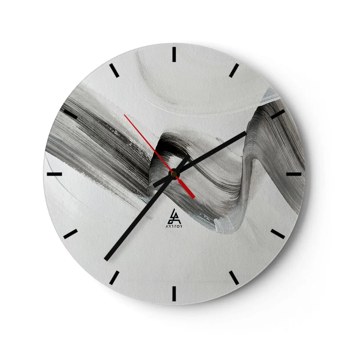 Falióra, Óra - Szürke absztrakt ecsetvonás világos háttéren - 30x30cm - Csak a móka kedvéért - Modern fali dekoráció nappalihoz, konyhához és hálószobához ARTTOR