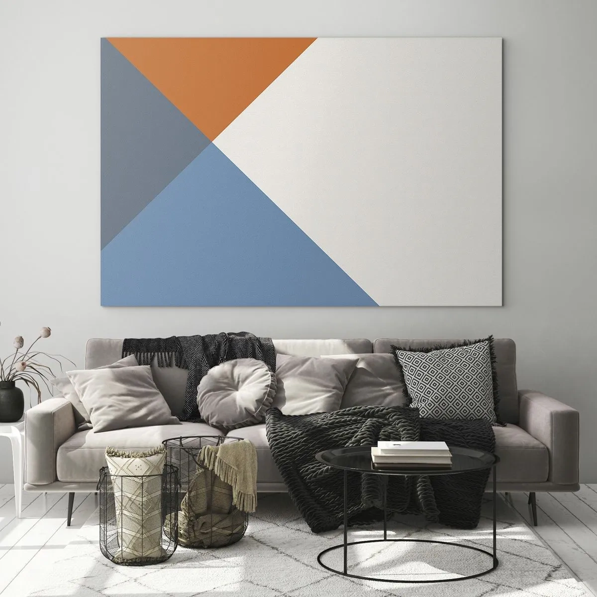Üveg kép - Geometriai kompozíció színes háromszögekkel - 70x50cm - Szögben… - Modern fali dekoráció nappalihoz és hálószobához ARTTOR