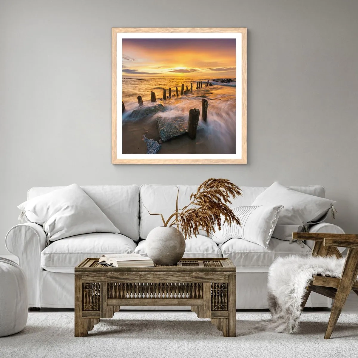 Poszter világos tölgy keretben - A Balti-tenger nyers szépsége - 50x50 cm