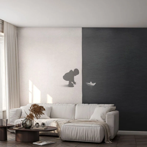 Fotótapéta Standard Eco - Nagy utazás - Kölyök, Fekete és fehér, Víz - 400x280 cm