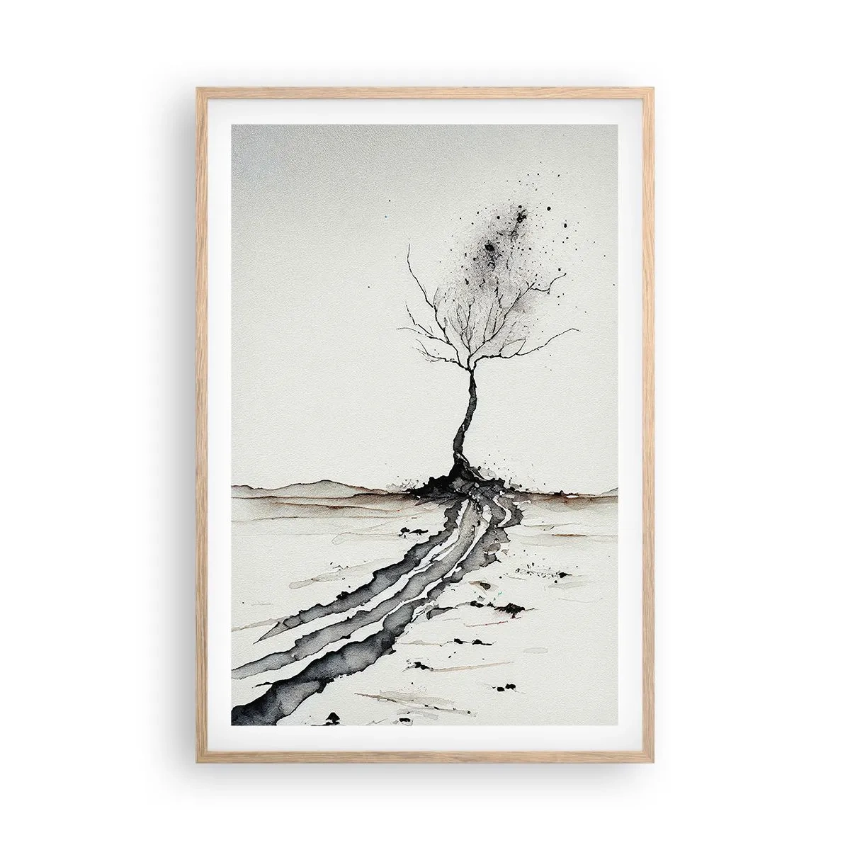 Poszter világos tölgy keretben - Téli melankólia - 61x91 cm