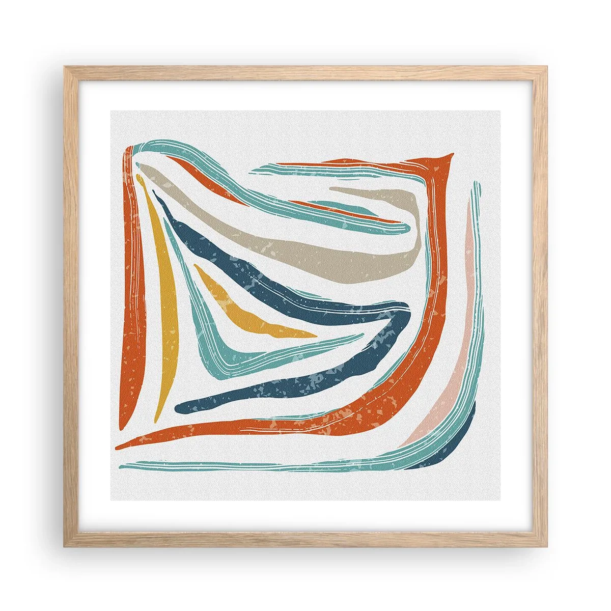 Poszter világos tölgy keretben - Barátságosan mosolygó absztrakció - 50x50 cm