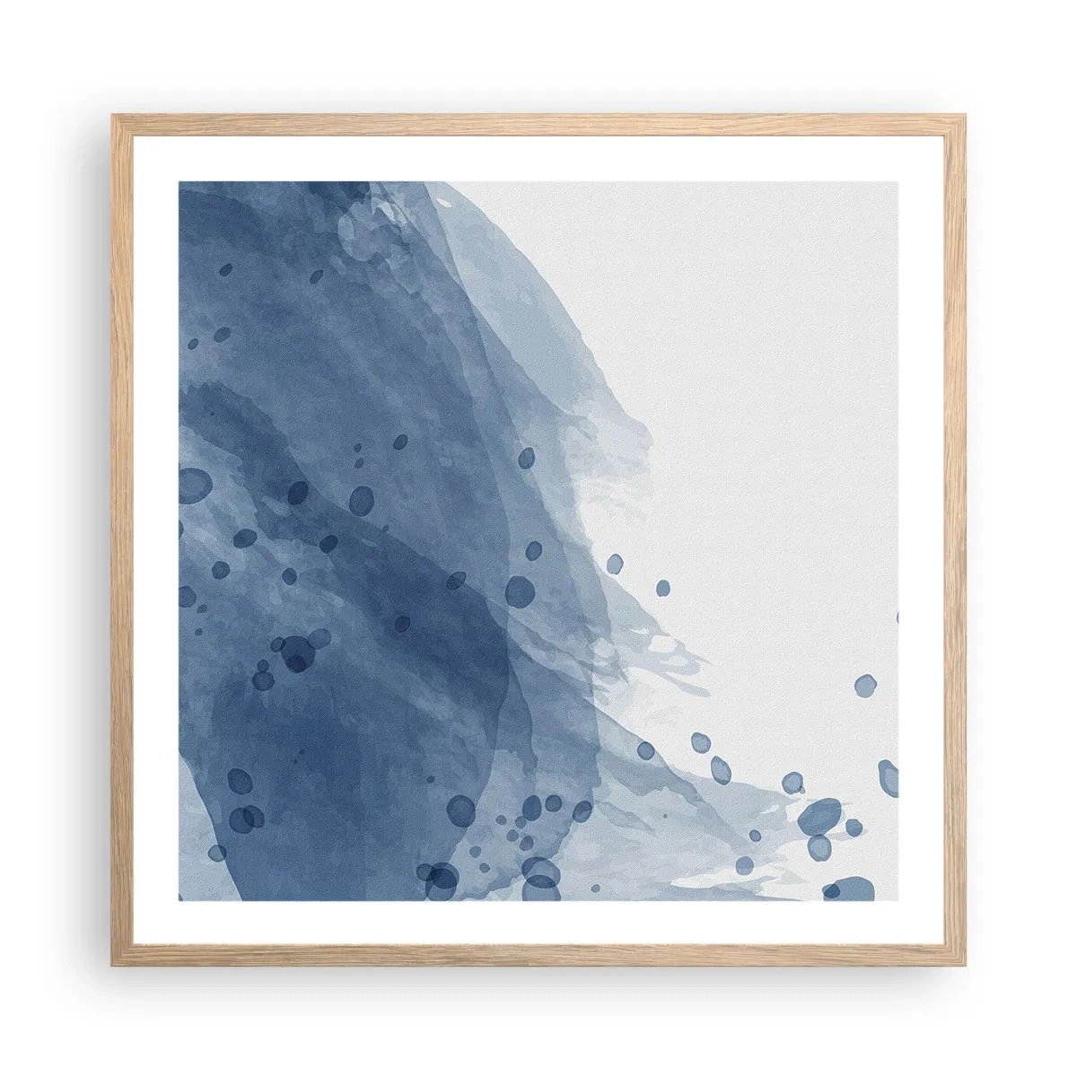 Poszter világos tölgy keretben - Kék tüll - 60x60 cm