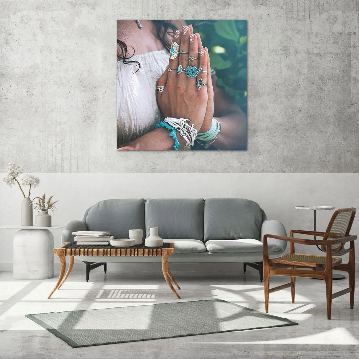 Üveg kép - Üdvözöljük a lét középpontjában - 70x70 cm