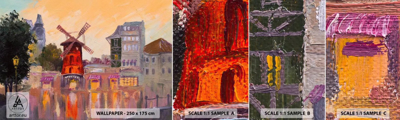 Fotótapéta Minta Standard Eco - Párizsi ikonok - Moulin Rouge - Párizs, Ventilátor, Moulin Rouge - 100x30 cm