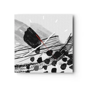 Falióra, Óra - Fekete-fehér organikus absztrakció - 30x30 cm