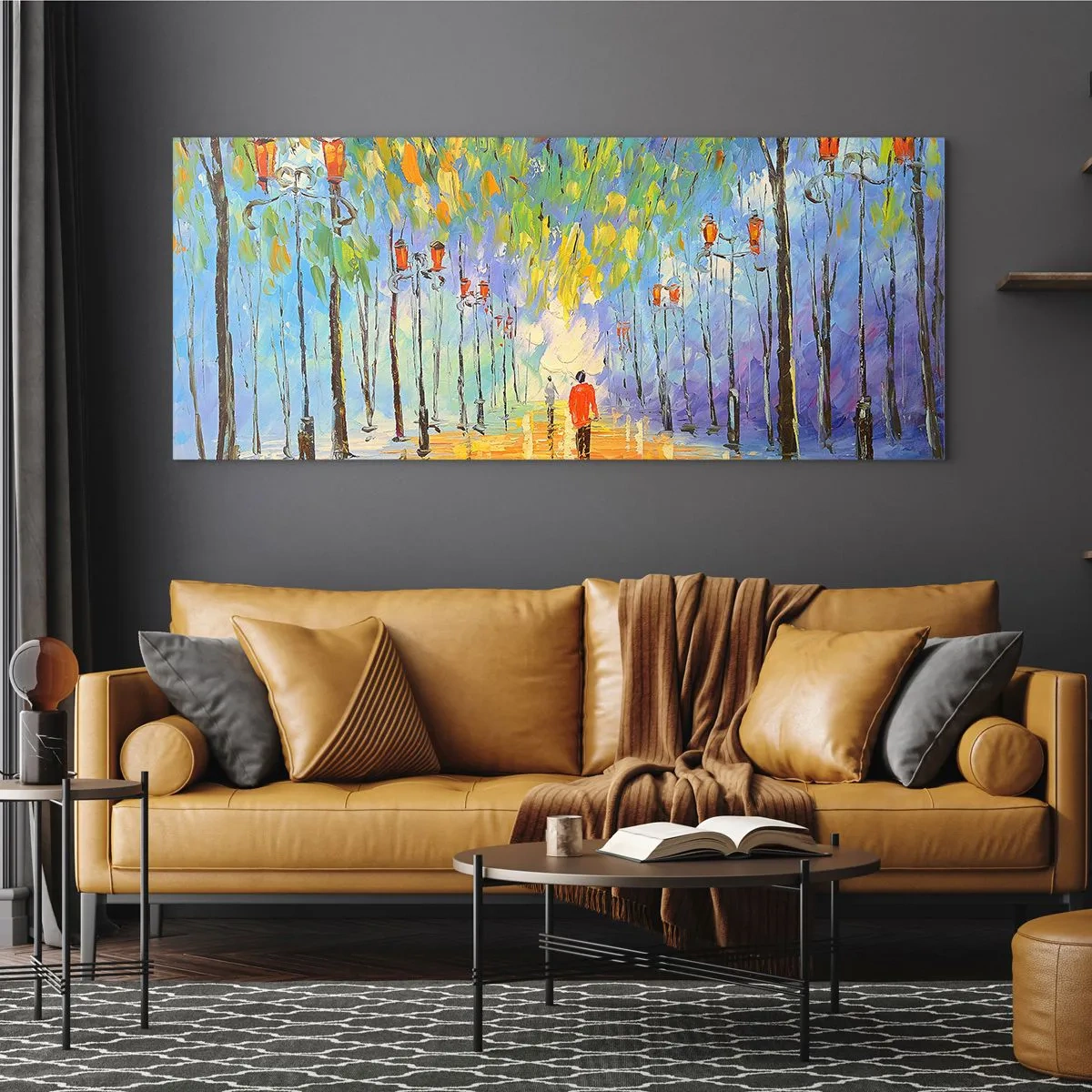 Üveg kép - Eső éjszakai dala - 160x50 cm