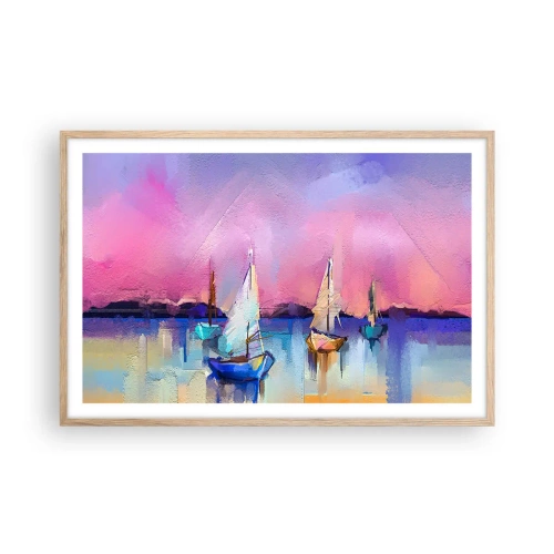 Poszter világos tölgy keretben - Irány: széles vizek - 91x61 cm