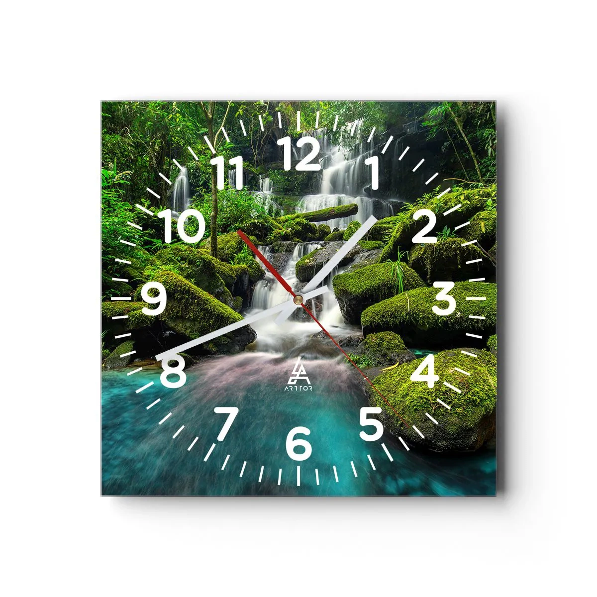 Falióra, Óra - Türkiz, zafír és folyékony ezüst - 40x40 cm