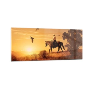 Üveg kép - Egyedül a prérin keresztül - 100x40 cm
