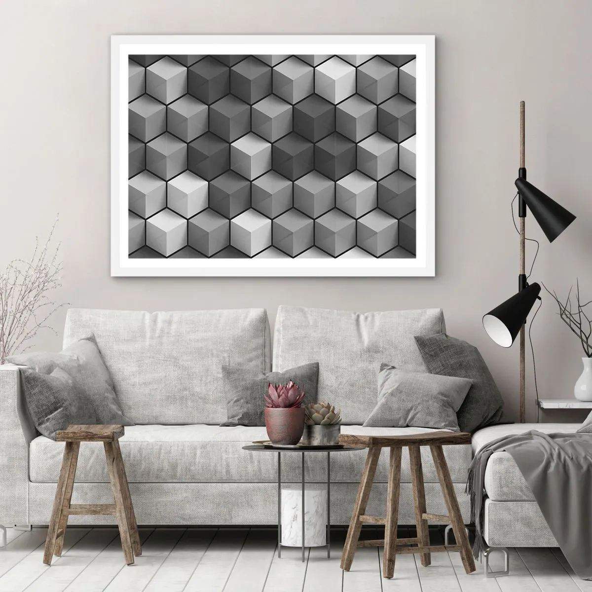 Poszter fekete keretben - Kubista kirakós - 91x61 cm