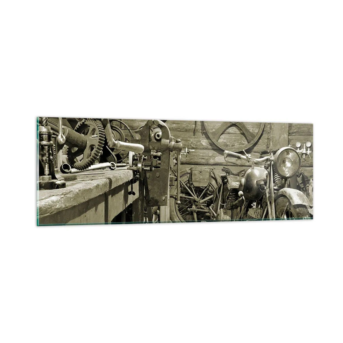 Üveg kép - Władek bácsi fészerében - 90x30 cm