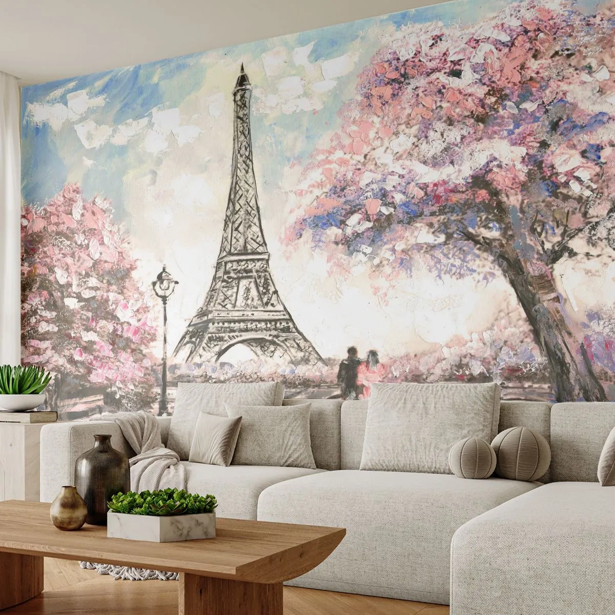 Fotótapéta Standard Eco - Áprilisi séta Párizsban - Város, Eiffel-torony, Park Alley - 400x280 cm