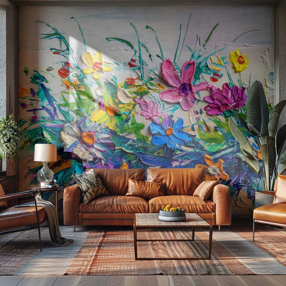 Fotótapéta Standard Eco - Színes virágok festői kompozíciója - 100x70cm - Egyáltalán nem csendélet - Modern fali dekoráció nappalihoz és hálószobához ARTTOR