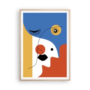 Poszter világos tölgy keretben - Dekonstruált portré - 70x100 cm