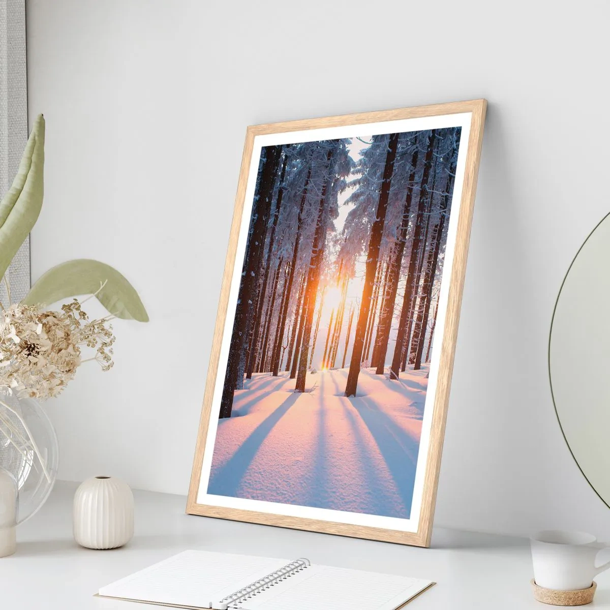 Poszter világos tölgy keretben - Egyértelműen fekete-fehéren - 40x50 cm