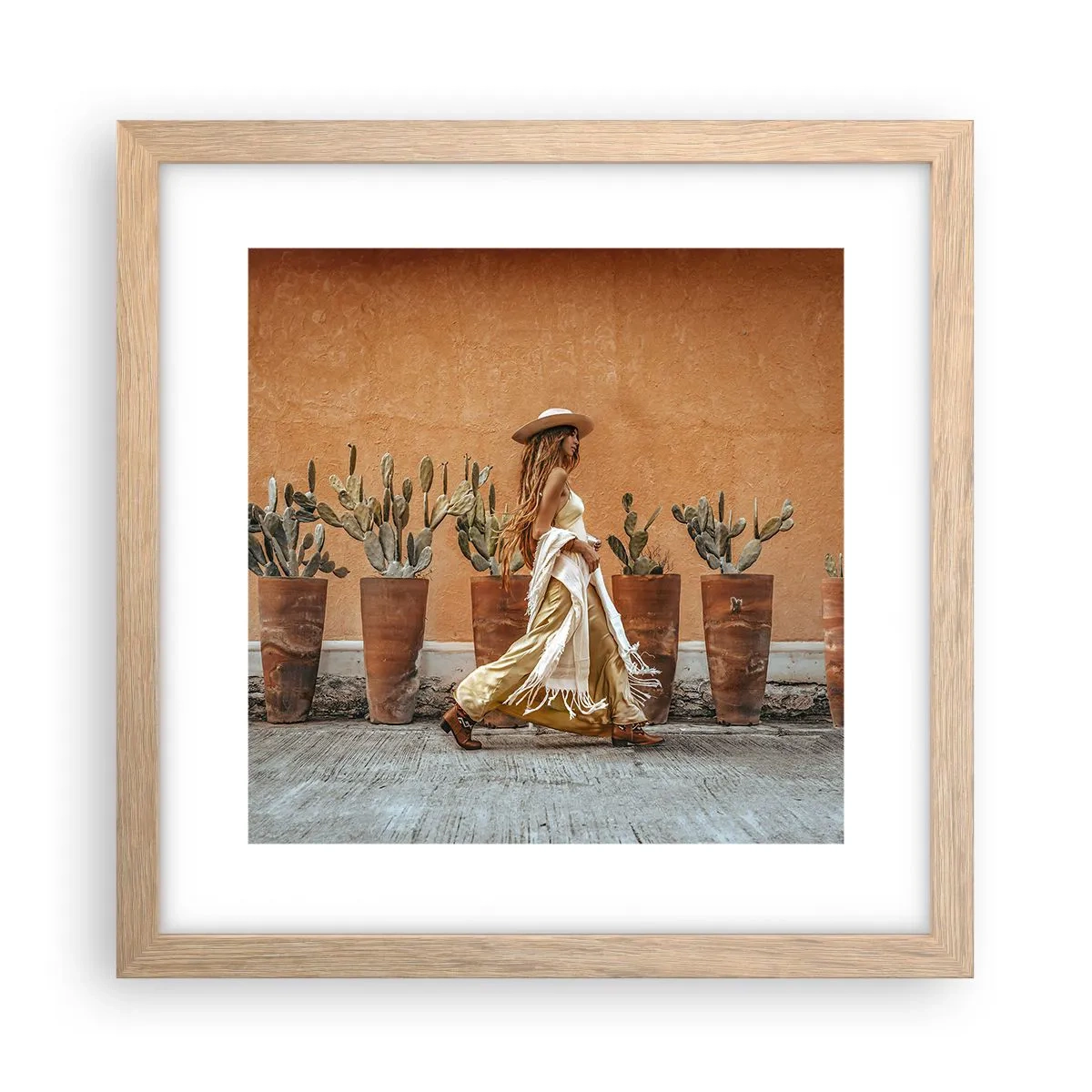 Poszter világos tölgy keretben - Hippi stílusban - 30x30 cm
