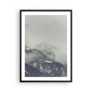 Poszter fehér keretben - Ködös hegyek titokzatos hangulattal - 50x70cm - Ködös völgy - Modern fali dekoráció nappalihoz és hálószobához ARTTOR