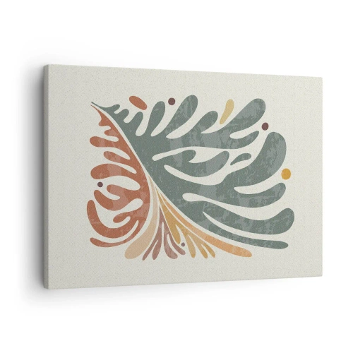 Vászonkép - Színes absztrakt levél világos háttéren - 70x50cm - Többszínű levél - Modern fali dekoráció nappalihoz és hálószobához ARTTOR