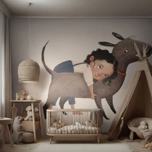 Fotótapéta Premium Canvas - Legjobb barátok - Gyerekeknek, Kutya, Lány - 450x315 cm