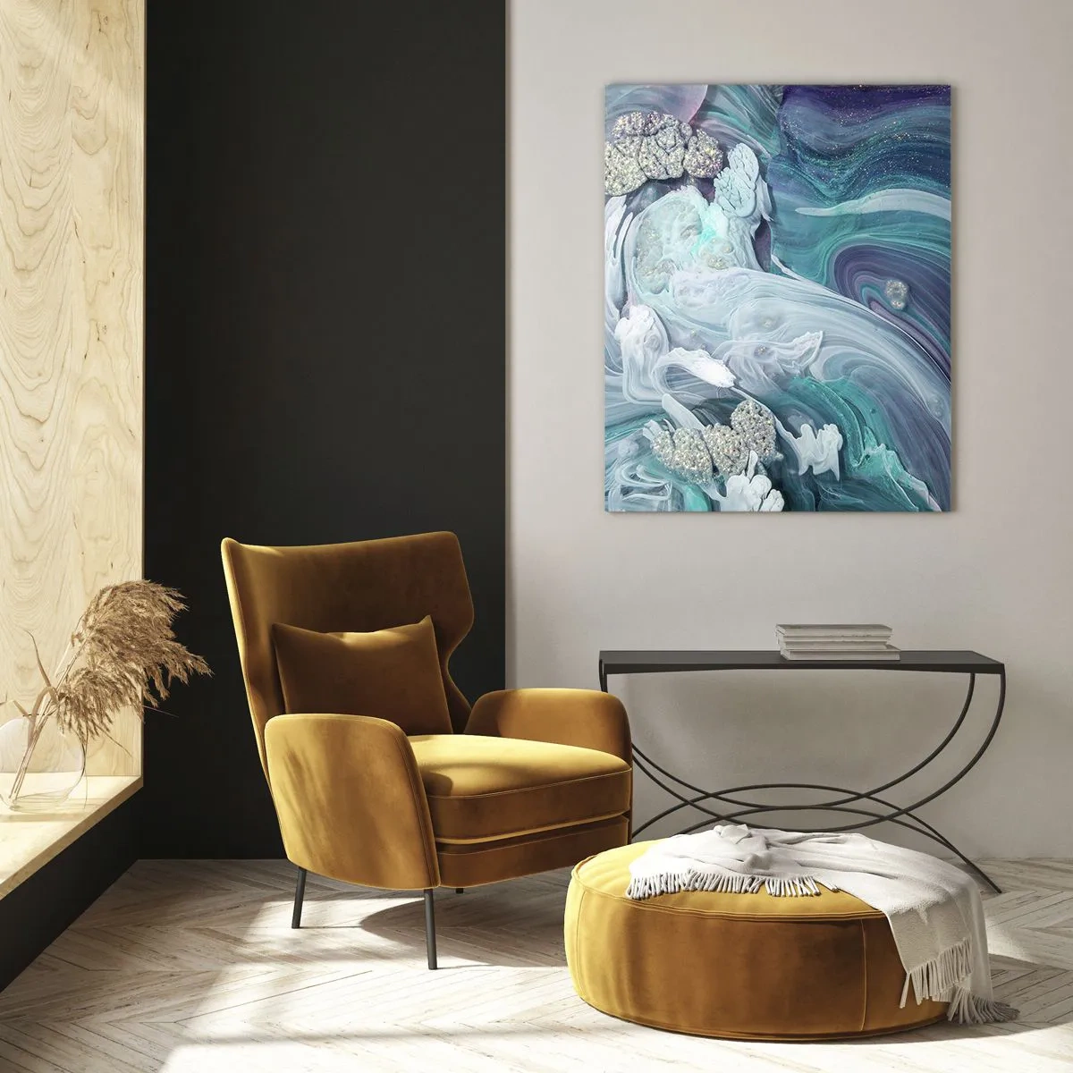 Üveg kép - Kék áramlatok - 50x70 cm