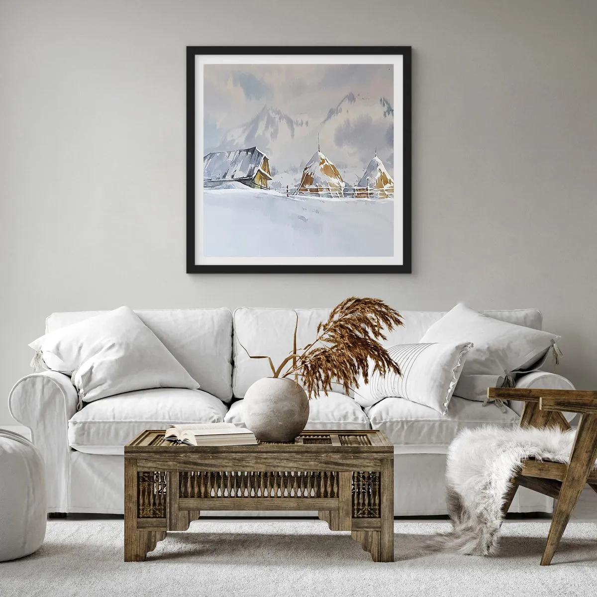 Poszter fehér keretben - Egy havas völgyben - 60x60 cm