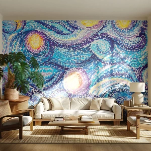 Fotótapéta Standard Eco - Absztrakt örvények kék és sárga színekben - 100x70cm - Van Gogh képéből - Modern fali dekoráció nappalihoz és hálószobához ARTTOR