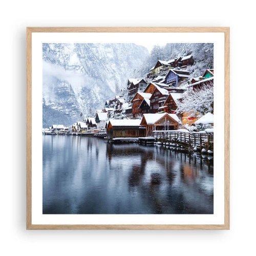 Poszter világos tölgy keretben - Téli díszben - 60x60 cm