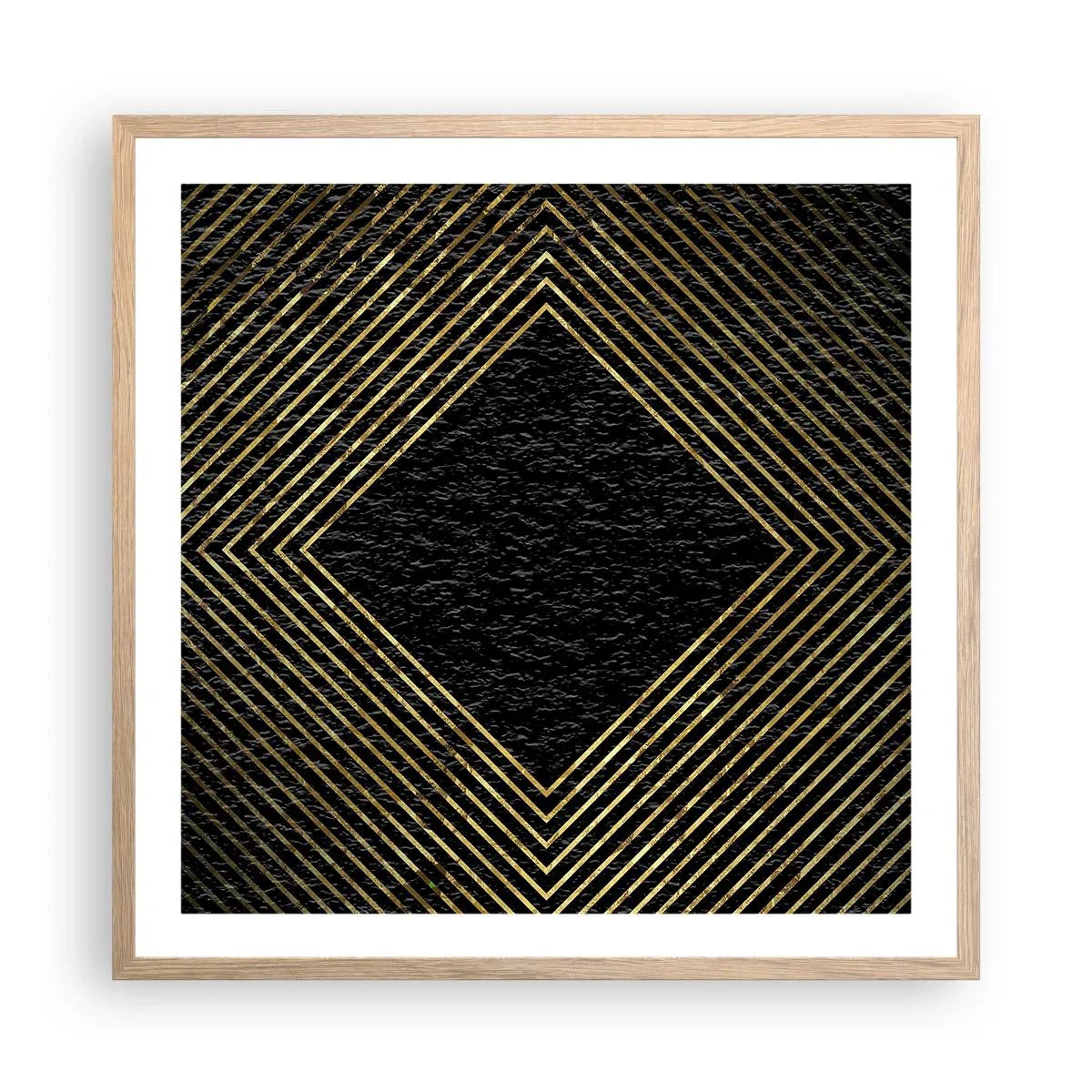 Poszter világos tölgy keretben - Geometria glamour stílusban - 60x60 cm