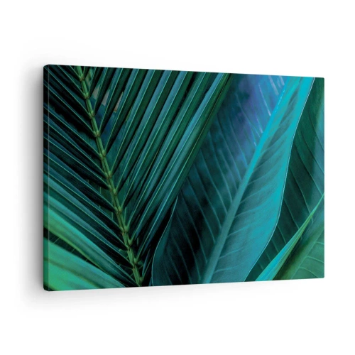 Vászonkép - Trópusi zöld levelek közeli képe - 70x50cm - A zöld anatómiája - Modern fali dekoráció nappalihoz és hálószobához ARTTOR