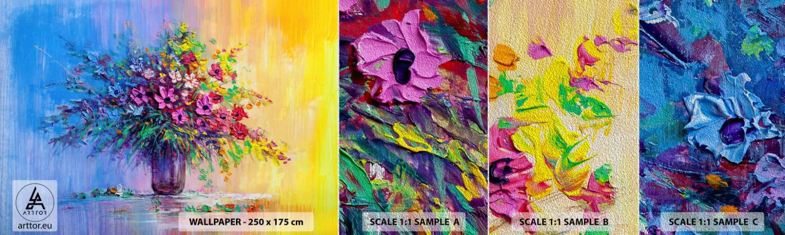 Fotótapéta Minta Premium Sand - A rét nyári ajándéka - Virágok egy vázában, Darab, Csokor virág - 100x30 cm