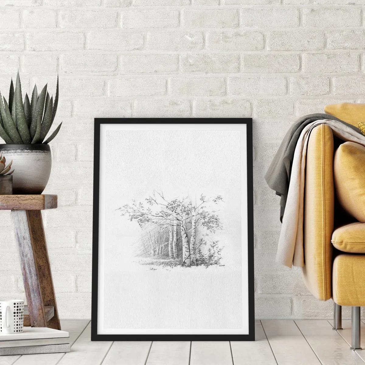 Poszter fehér keretben - A nyírerdő fénye - 70x100 cm