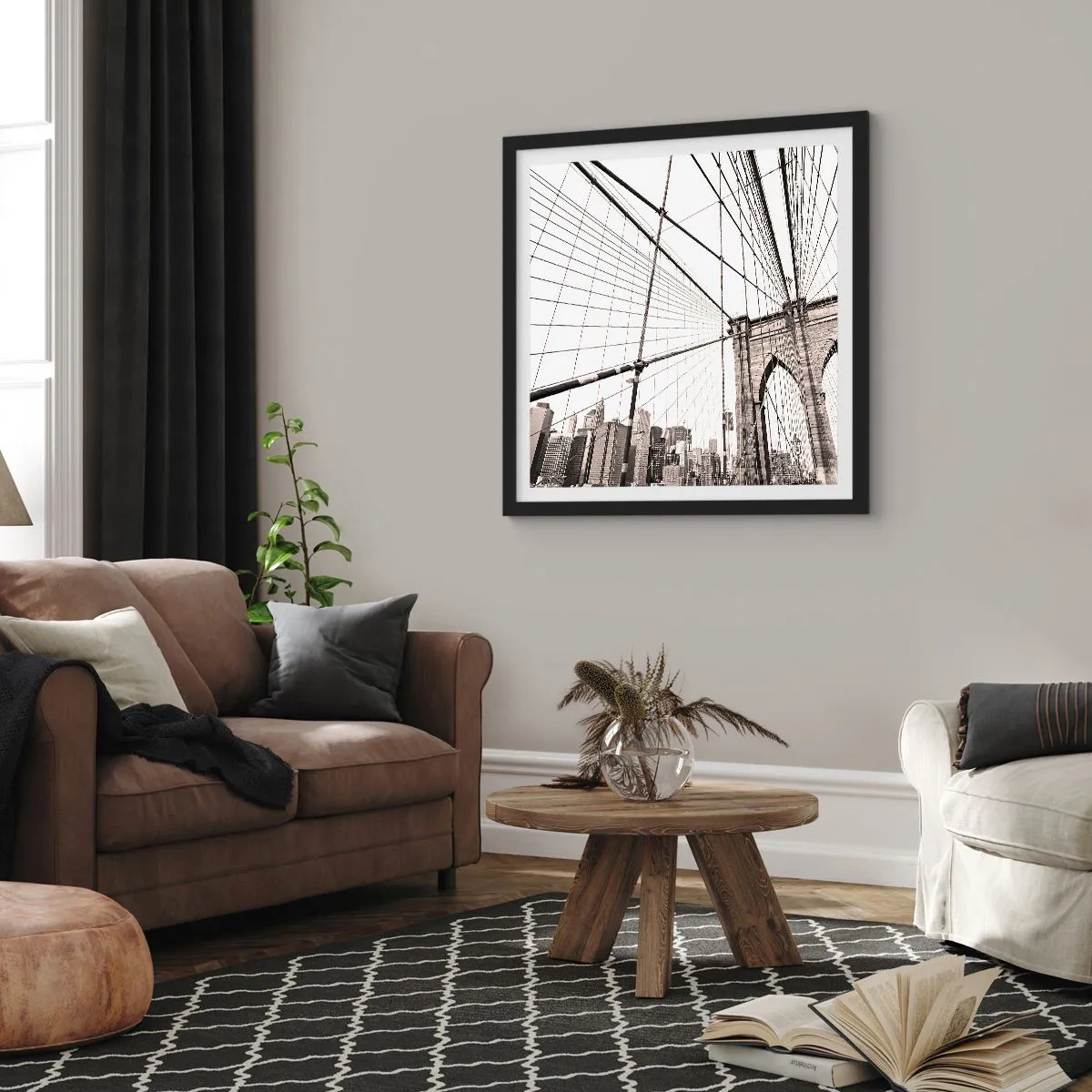 Poszter fehér keretben - New York-i katedrális - 60x60 cm