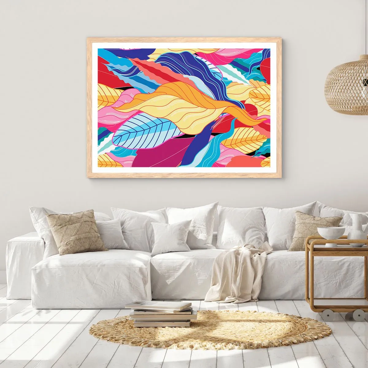 Poszter világos tölgy keretben - Színes rendetlenség - 50x40 cm