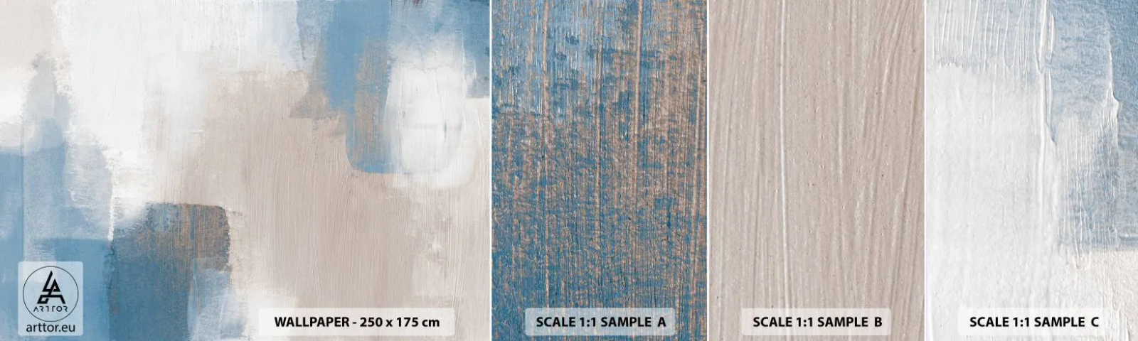 Fotótapéta Minta Standard Eco - Rózsaszín absztrakció egy kék fátyol mögött - Darab, Kortárs, Festékek - 100x30 cm