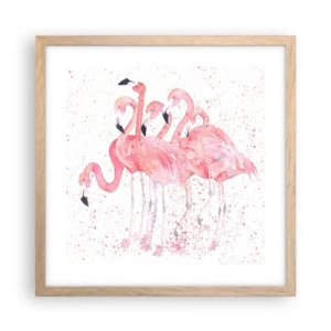 Poszter világos tölgy keretben - Rózsaszín együttes - 40x40 cm
