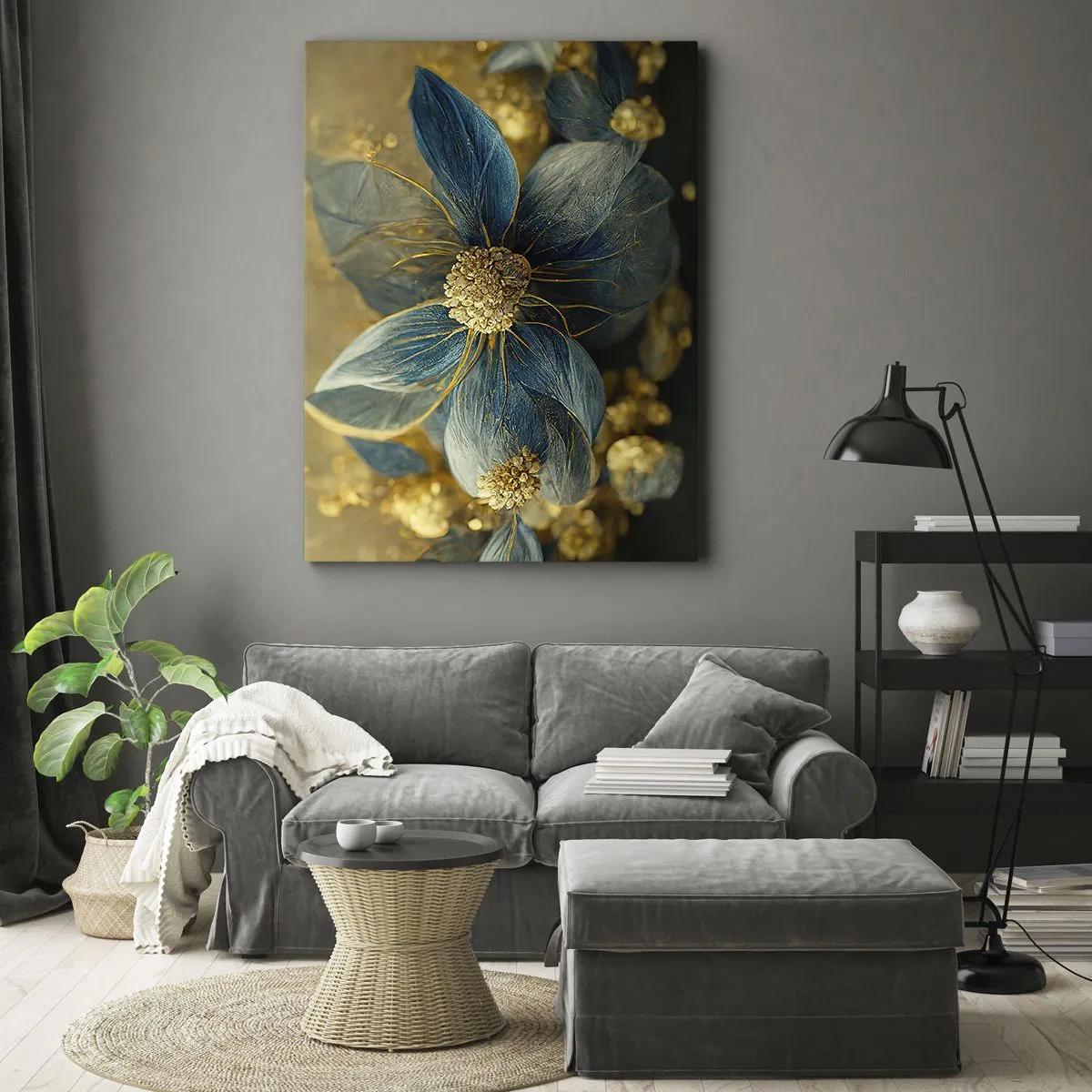 Vászonkép - Aranyló virág - 50x70 cm