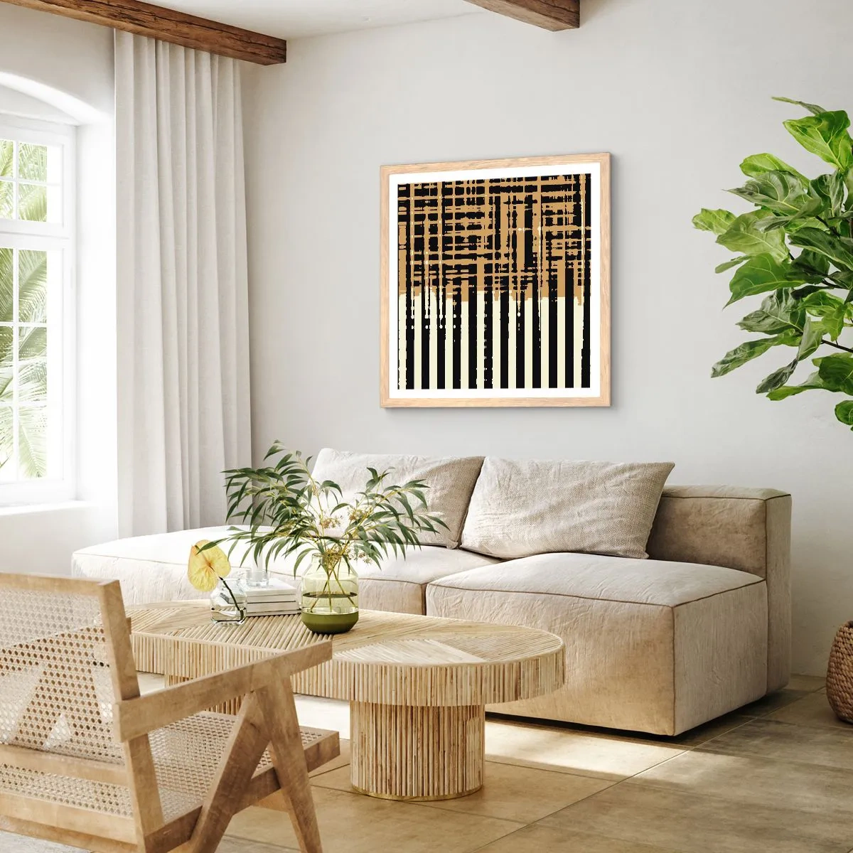 Poszter világos tölgy keretben - Építészeti absztrakció - 40x40 cm